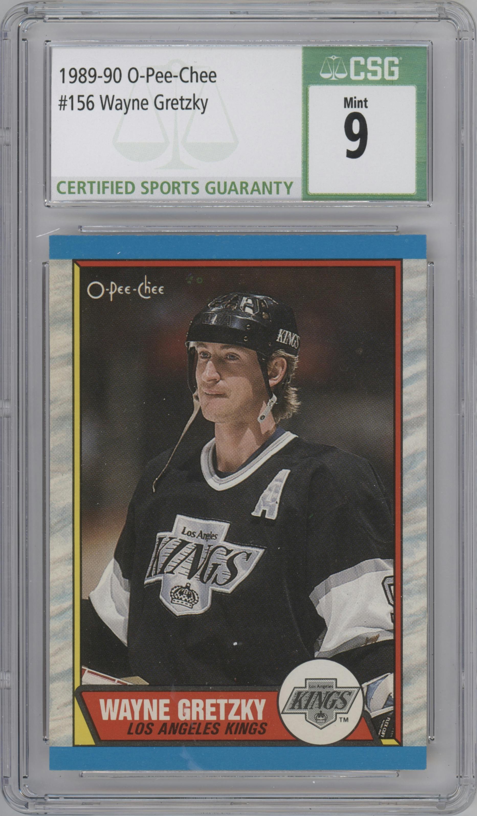 Wayne Gretzky from the 1989-90 O-Pee-Chee set graded by CSG and given an overall grade of 9.