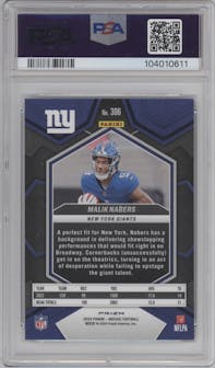 Malik Nabers from the 2024 Panini Mosaic set featuring a Green Mosaic parallel graded by PSA and given an overall grade of 10.