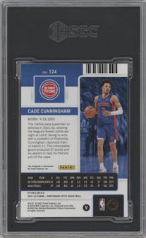Cade Cunningham from the 2021-22 Panini Contenders Optic set graded by SGC and given an overall grade of 8.