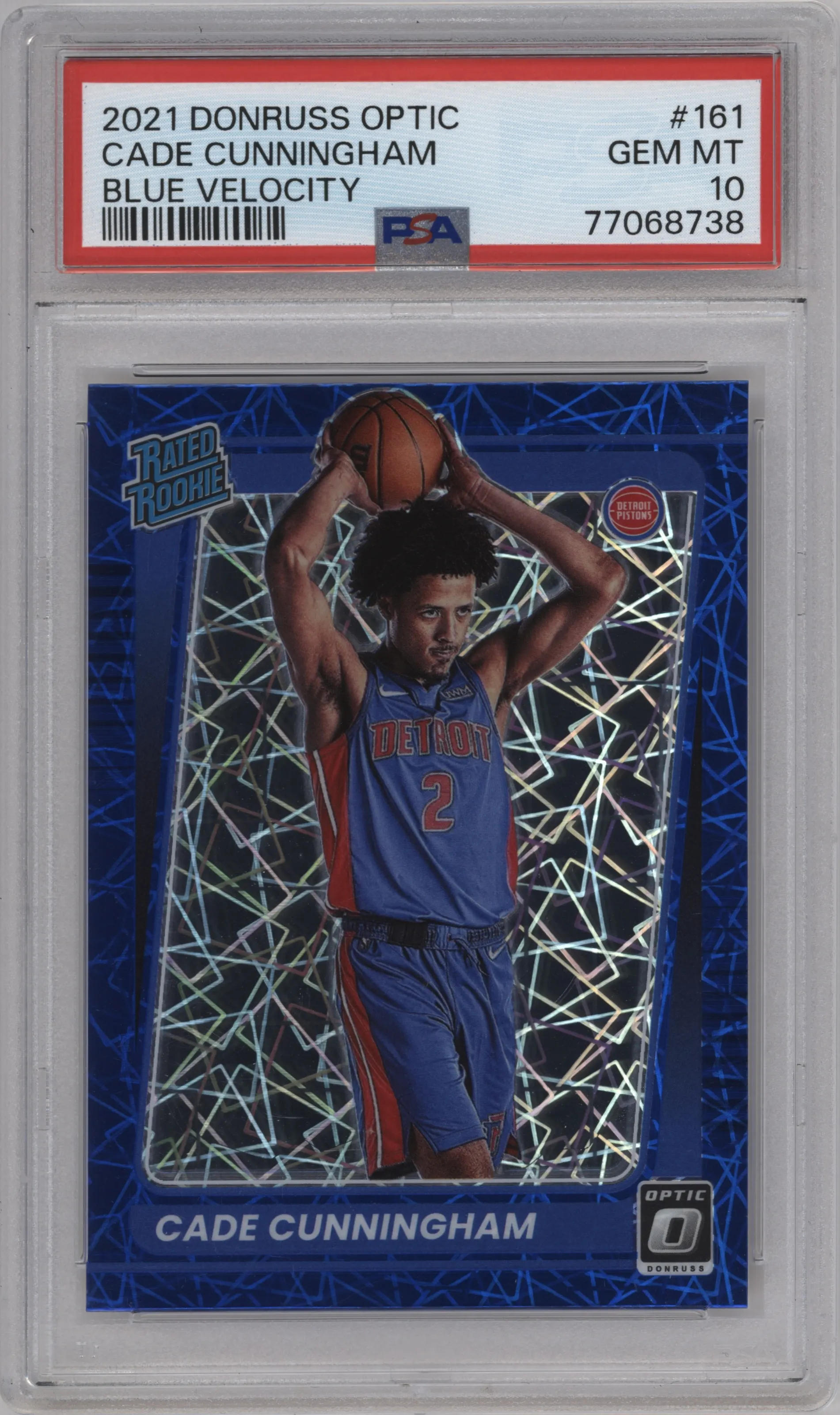 2021 Panini Donruss Optic Rated Rookie Cade Cunningham Blue Velocity #161 PSA 10