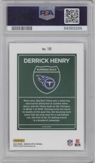  Derrick Henry from the 2023 Donruss Optic set graded by PSA and given an overall grade of 10.