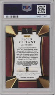 Shohei Ohtani from the 2018 Panini Chronicles set graded by PSA and given an overall grade of 9.