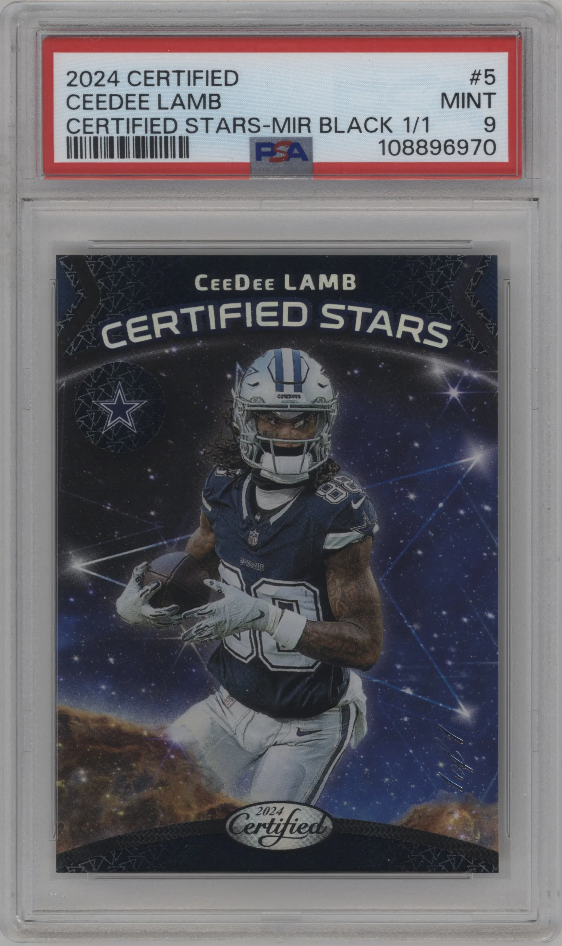 2024 Panini Certified Certified Stars CeeDee Lamb Black Mirror #5 PSA 9