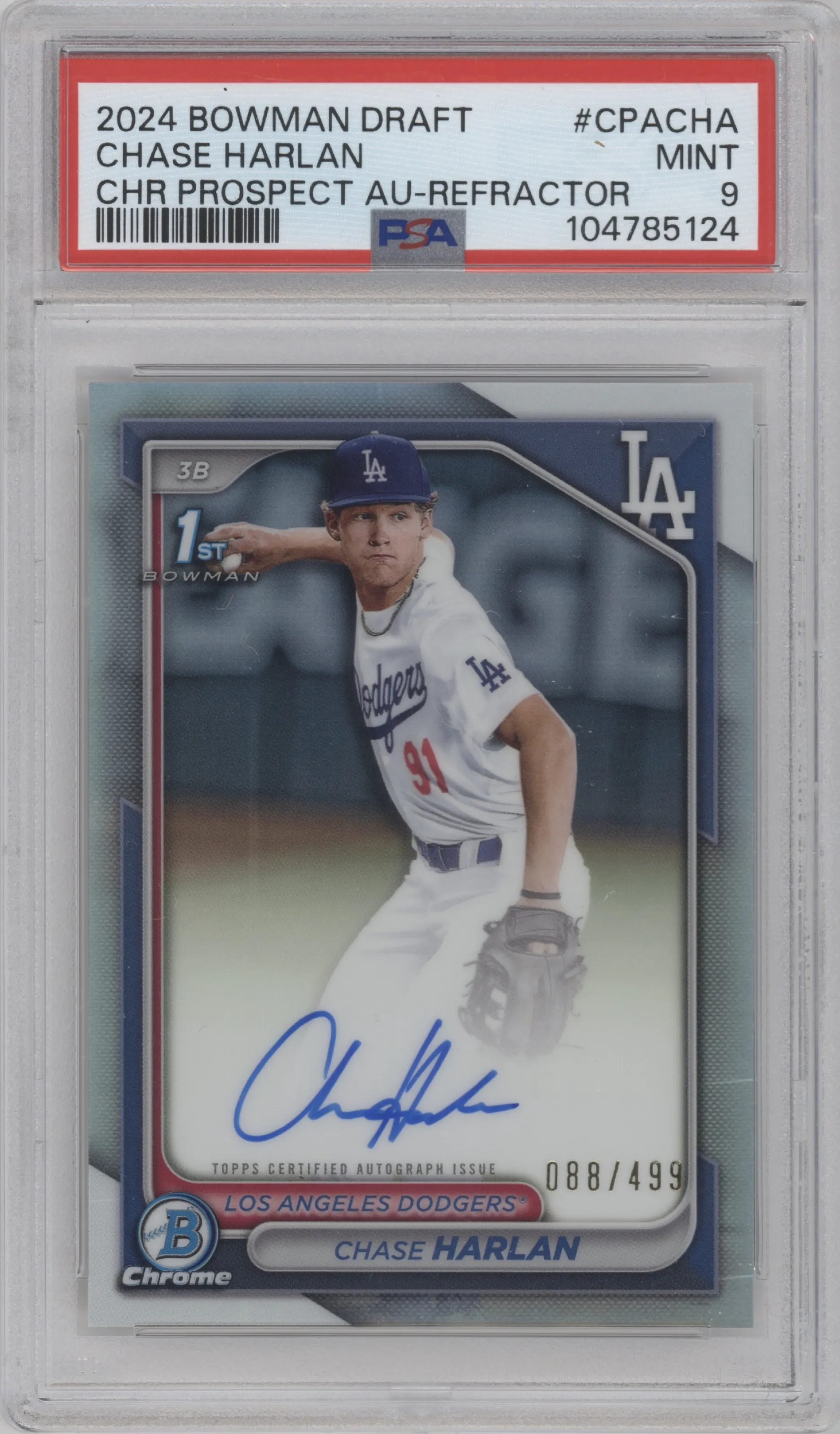 2024 Bowman Draft Chr.Pros.Auto Chase Harlan Refractor #CPA-CHA PSA 9
