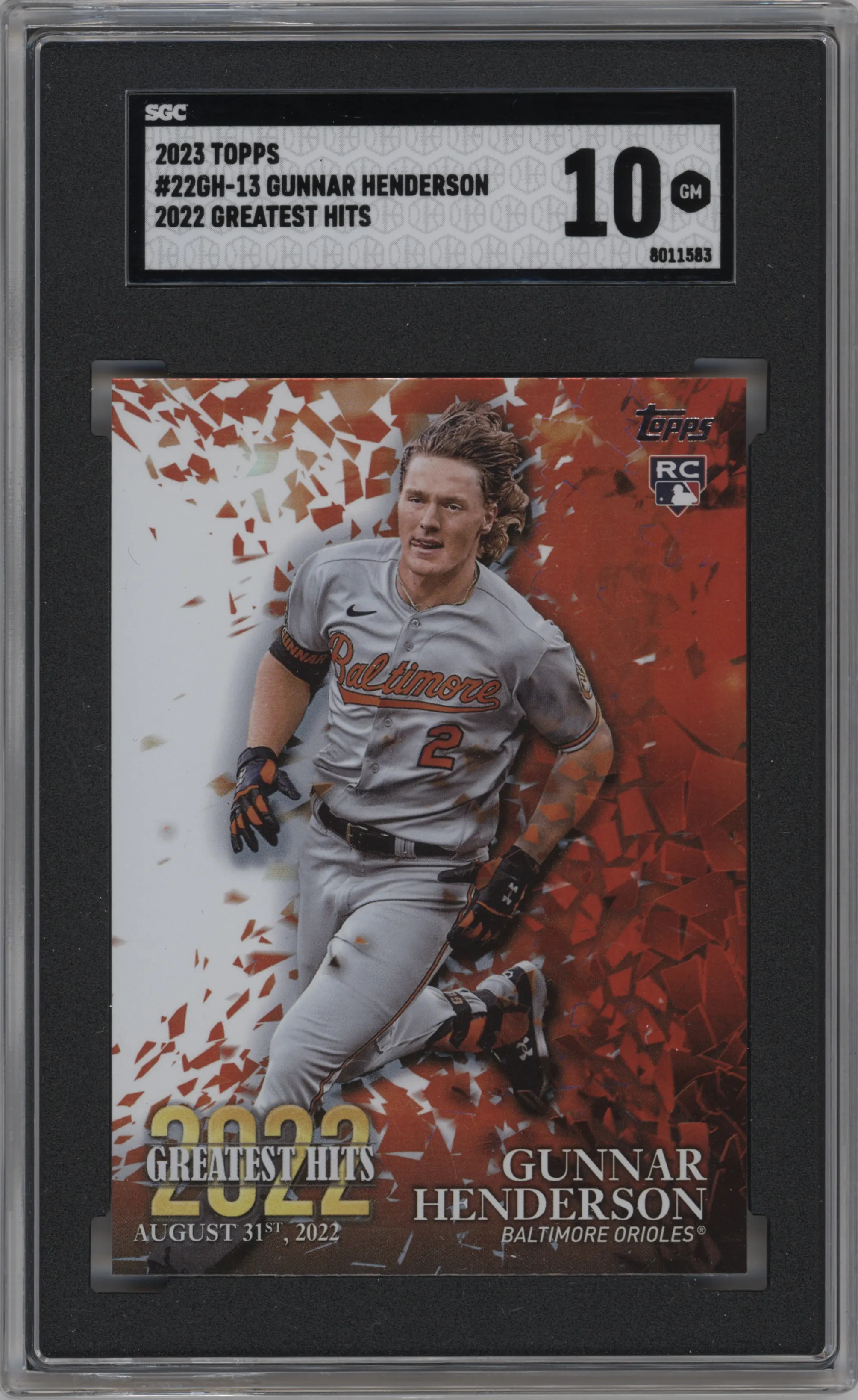 2023 Topps Series 1 2022 Greatest Hits Gunnar Henderson #22GH-13 SGC 10