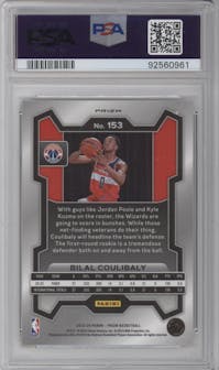 Bilal Coulibaly from the 2023-24 Panini Prizm set featuring a Silver Prizm  parallel graded by PSA and given an overall grade of 10.