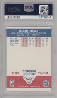 Michael Jordan from the 1987-88 Fleer set graded by PSA and given an overall grade of 8.