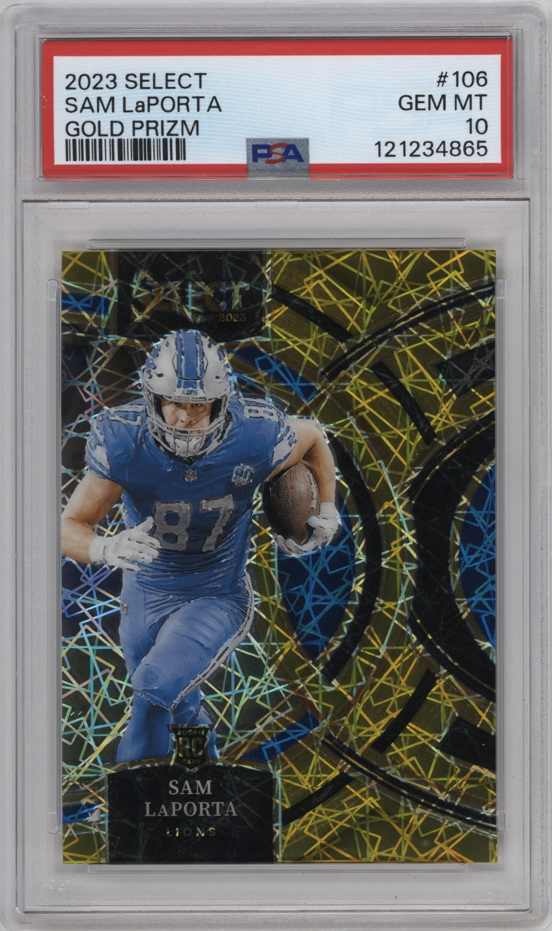 2023 Panini Select Pre.Lvl. Sam LaPorta Gold Prizm #106 PSA 10