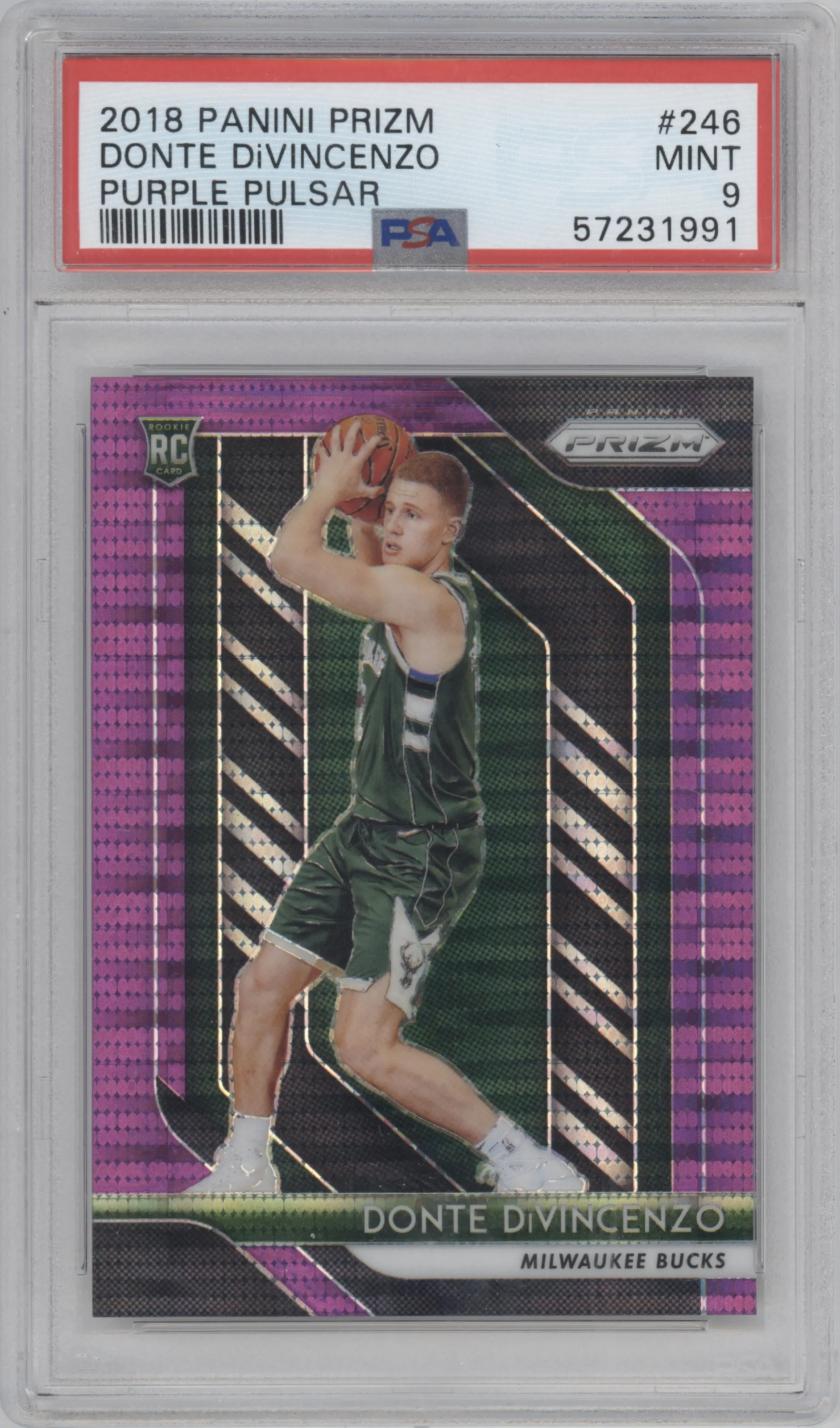 2018 Panini Prizm Donte DiVincenzo Purple Pulsar #246 PSA 9