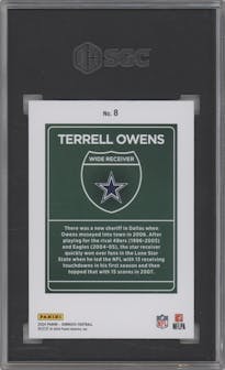 Terrell Owens from the 2024 Donruss set graded by SGC and given an overall grade of 9.5.