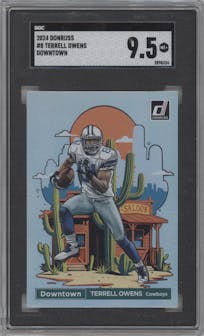 Terrell Owens from the 2024 Donruss set graded by SGC and given an overall grade of 9.5.