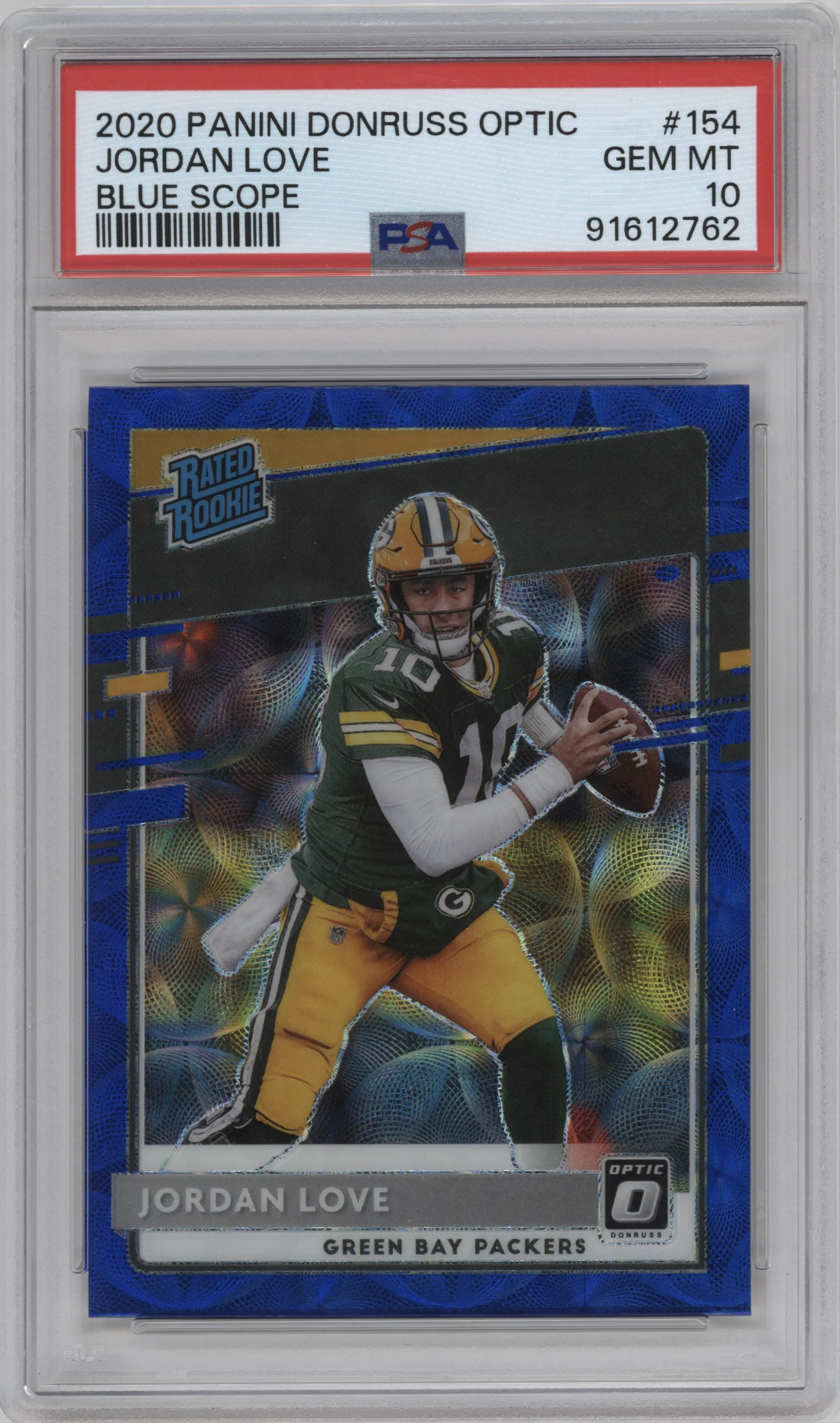 2020 Panini Donruss Optic Rated Rookie Jordan Love Blue Scope #154 PSA 10
