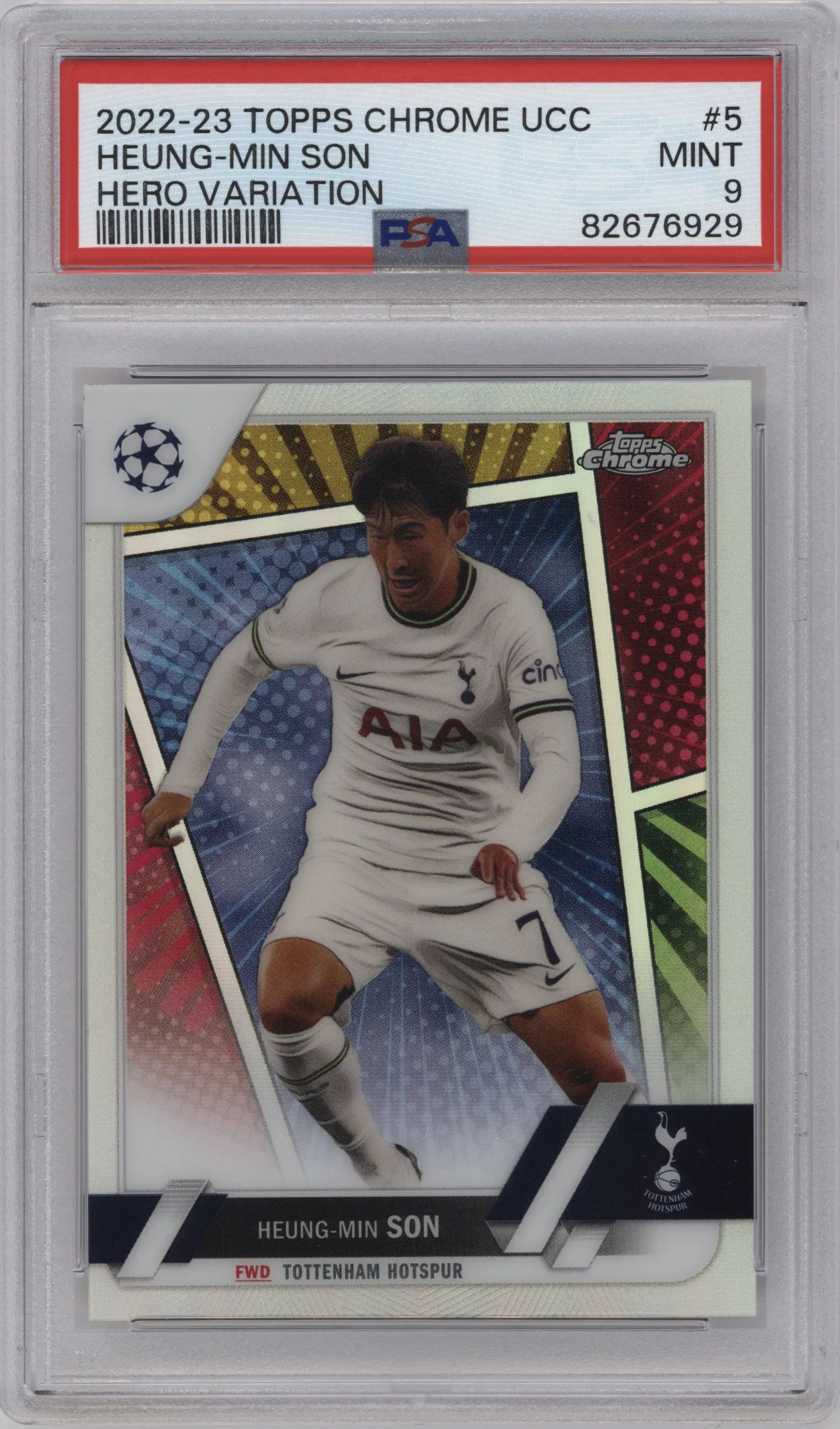 2022 Topps Chrome UEFA Club Competitions Hero Var. Heung-min Son #5 PSA 9