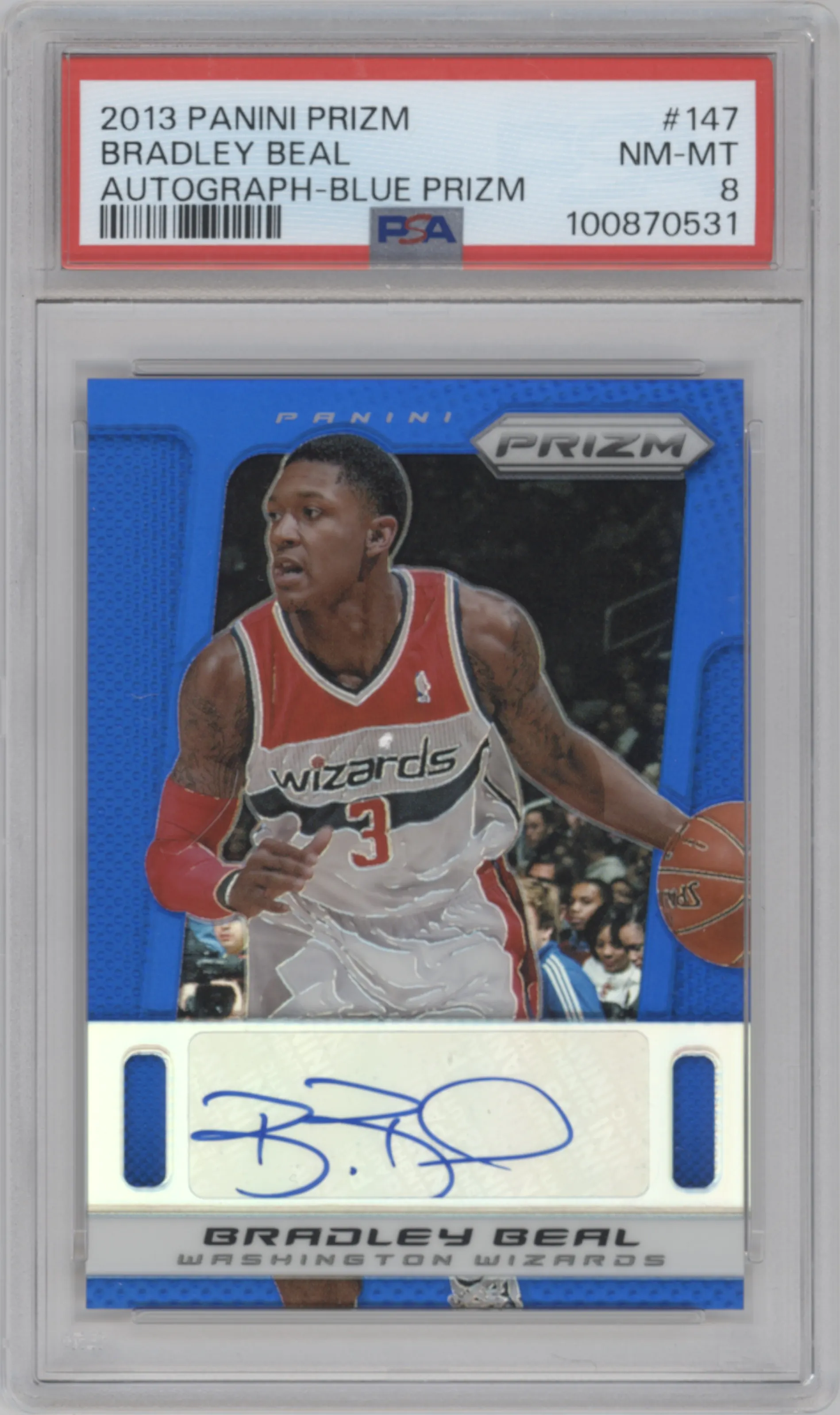 2013 Panini Prizm Auto Bradley Beal Blue Prizm PSA 8