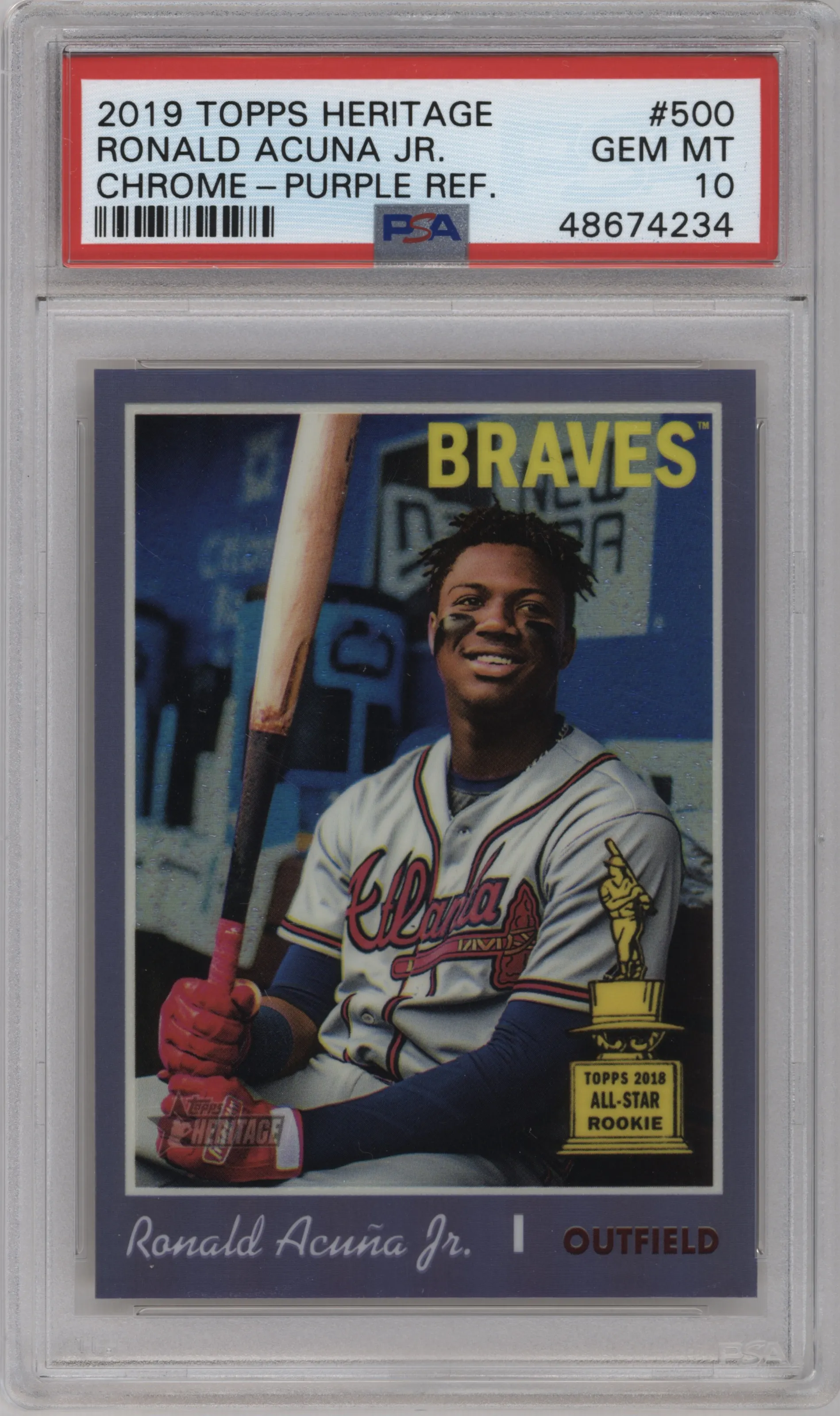 2019 Topps Heritage Chrome Ronald Acuna Jr. Purple Refractor PSA 10
