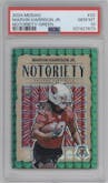 Marvin Harrison Jr. from the 2024 Panini Mosaic set featuring a Green Mosaic parallel graded by PSA and given an overall grade of 10.