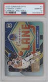 Stephen Curry from the 2020-21 Panini Donruss Optic set featuring a Holo parallel graded by PSA and given an overall grade of 10.