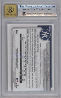 Jasson Dominguez from the 2024 Bowman Chrome set graded by Beckett and given an overall grade of 9.
