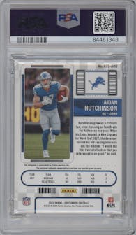 Aidan Hutchinson from the 2022 Panini Contenders set graded by PSA and given an overall grade of 9.