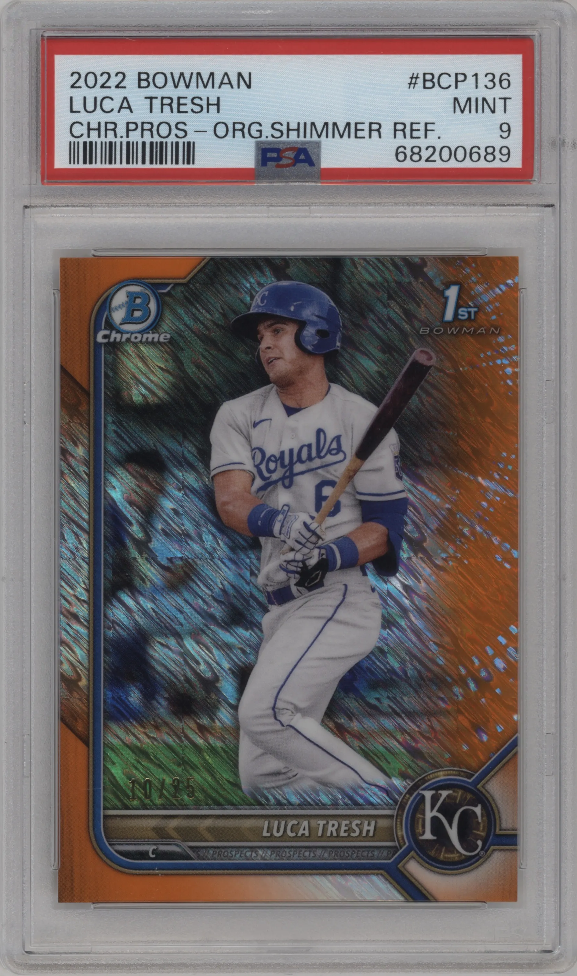 2022 Bowman Chr.Pros. Luca Tresh Orange Shimmer Refractor PSA 9