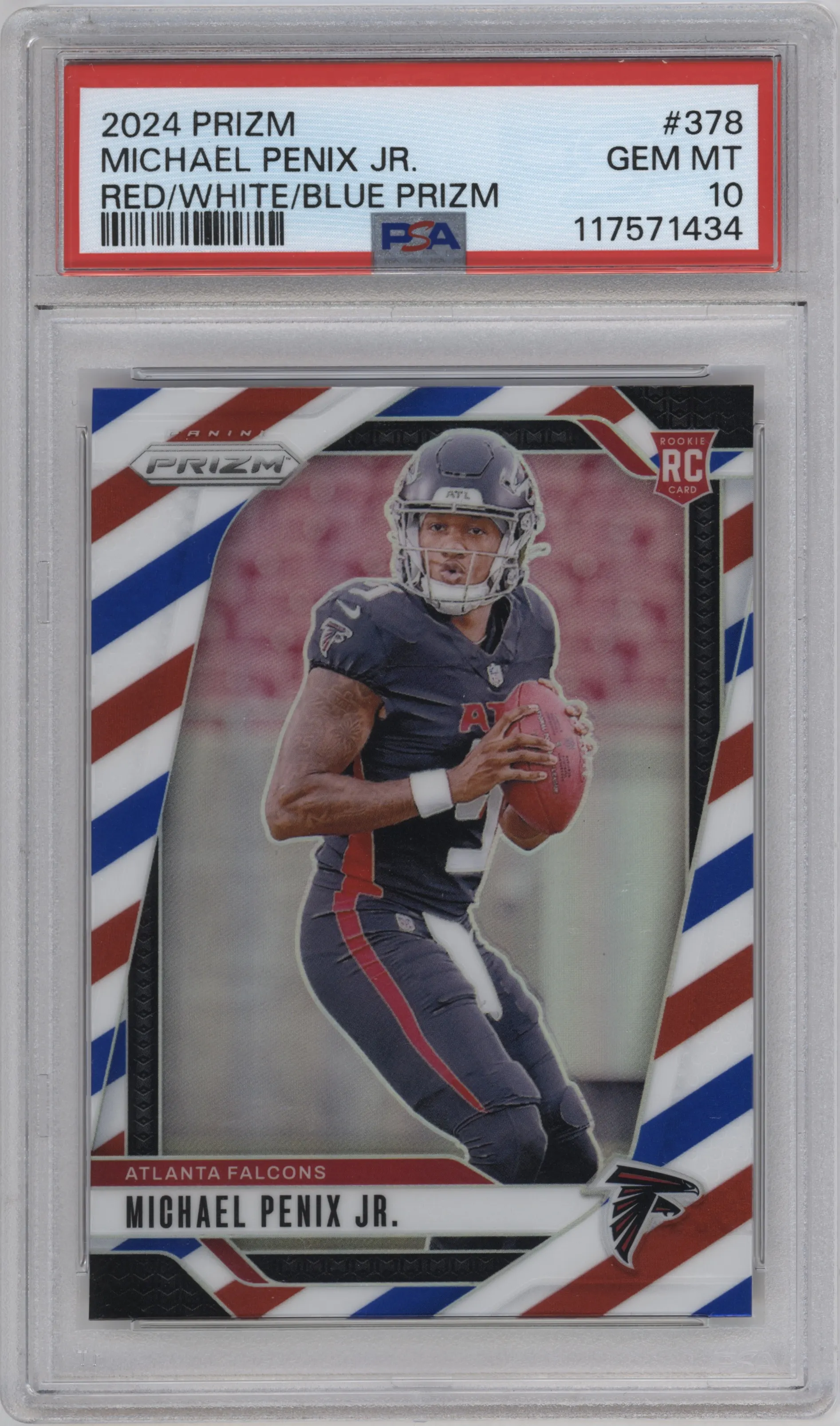 2024 Panini Prizm Michael Penix Jr. Red White Blue Prizm #378 PSA 10