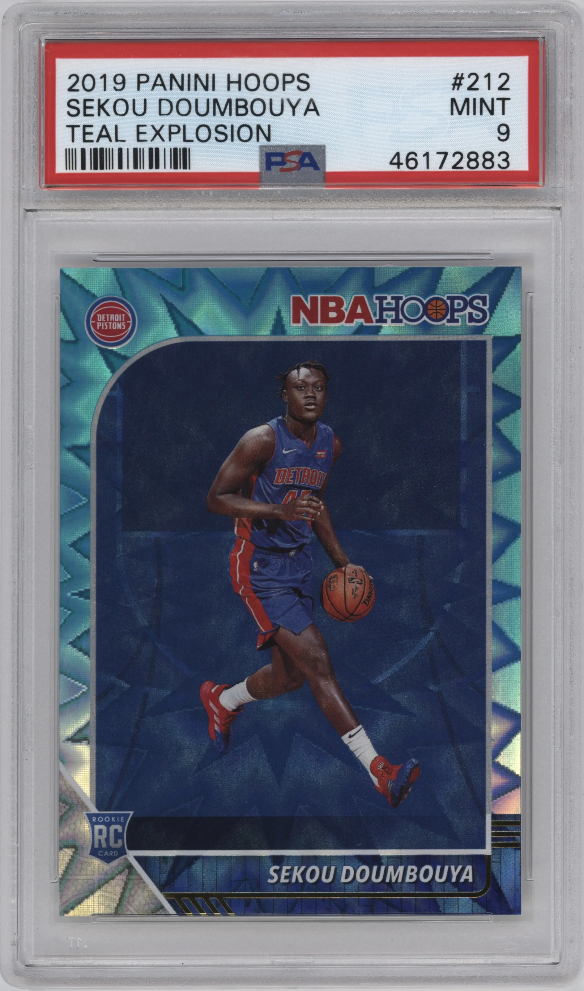 2019 Panini NBA Hoops Sekou Doumbouya Teal Explosion PSA 9