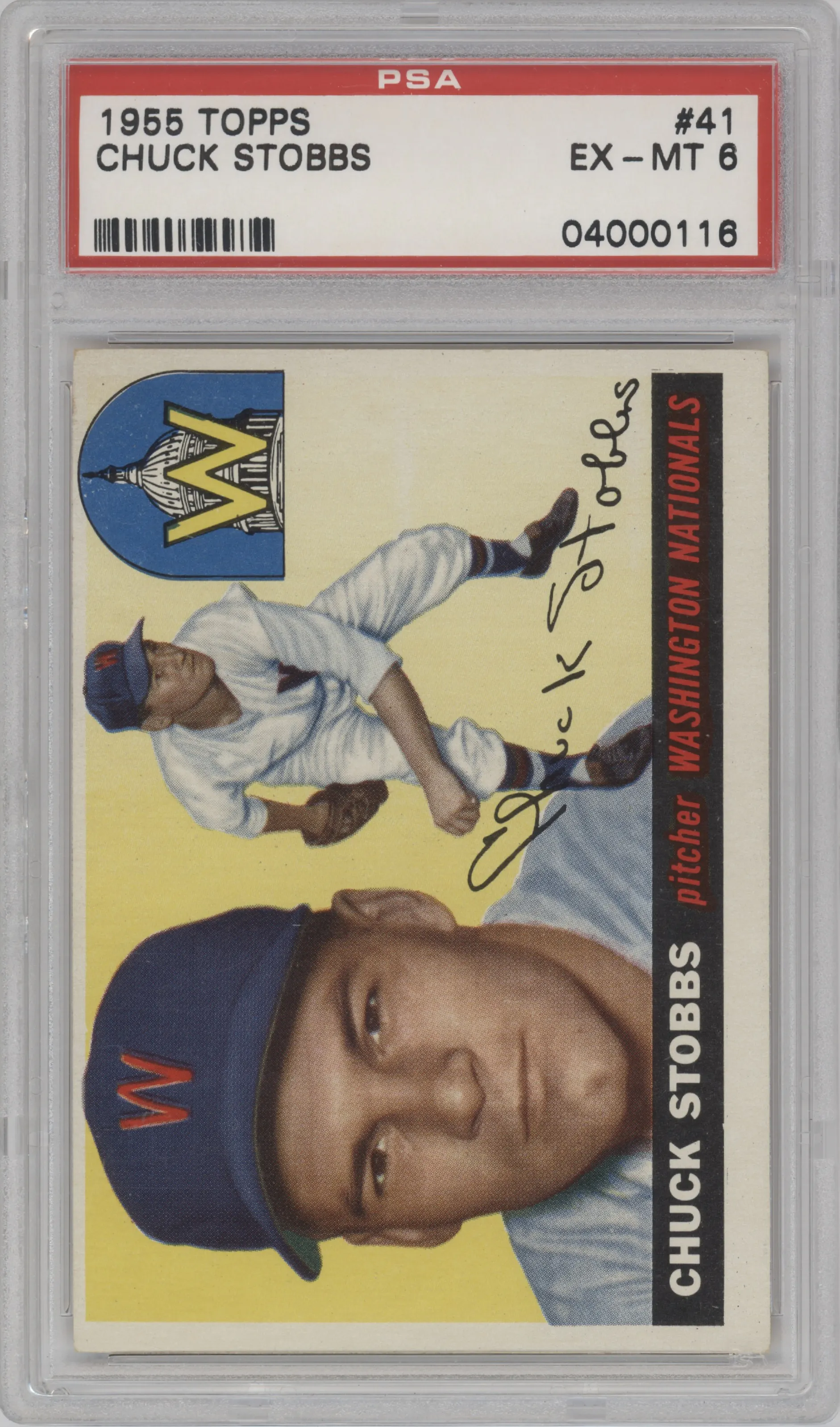 1955 Topps Chuck Stobbs PSA 6