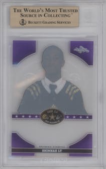TJ Rahming from the 2015 Leaf US Army All-American set featuring a Pre-Production Proof Purple parallel graded by Beckett and given an overall grade of 0.