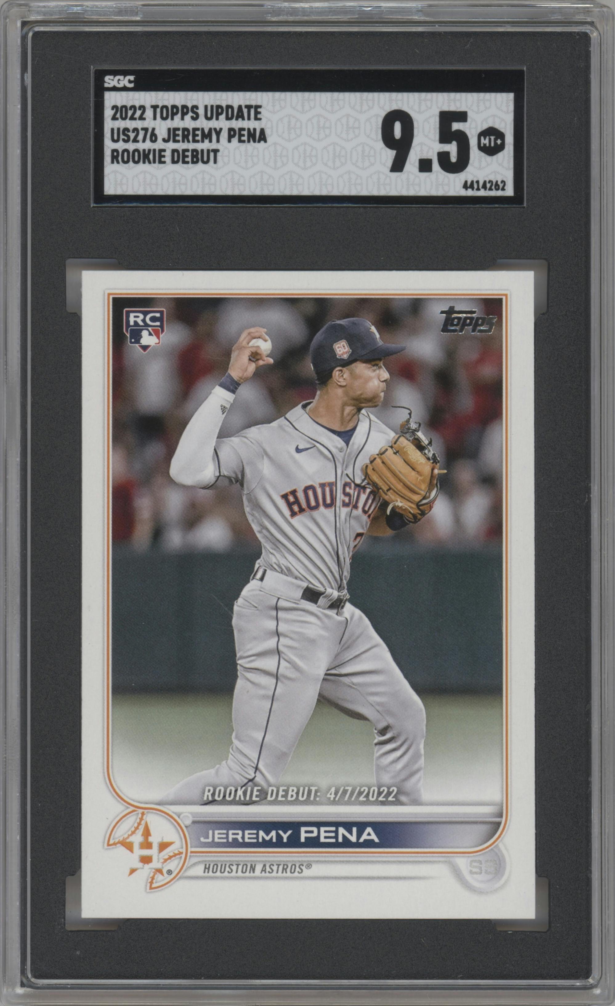 Jeremy Pena from the 2022 Topps Update  set graded by SGC and given an overall grade of 9.5.