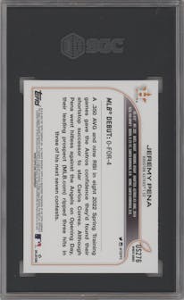 Jeremy Pena from the 2022 Topps Update  set graded by SGC and given an overall grade of 9.5.