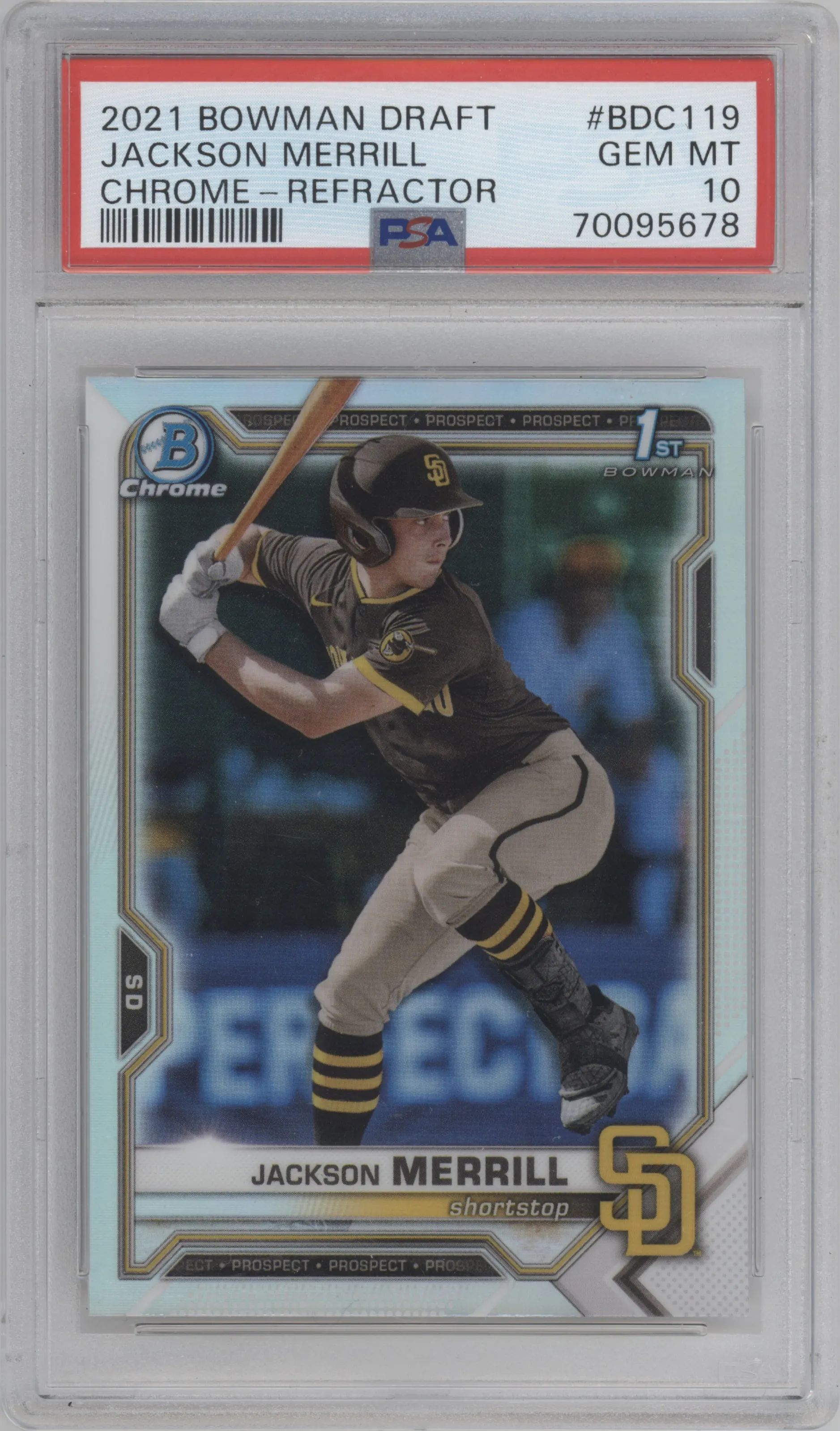 2021 Bowman Draft Chrome Jackson Merrill Refractor #BDC-119 PSA 10
