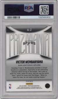 Victor Wembanyama from the 2024-25 Panini Prizm Black set graded by PSA and given an overall grade of 10.
