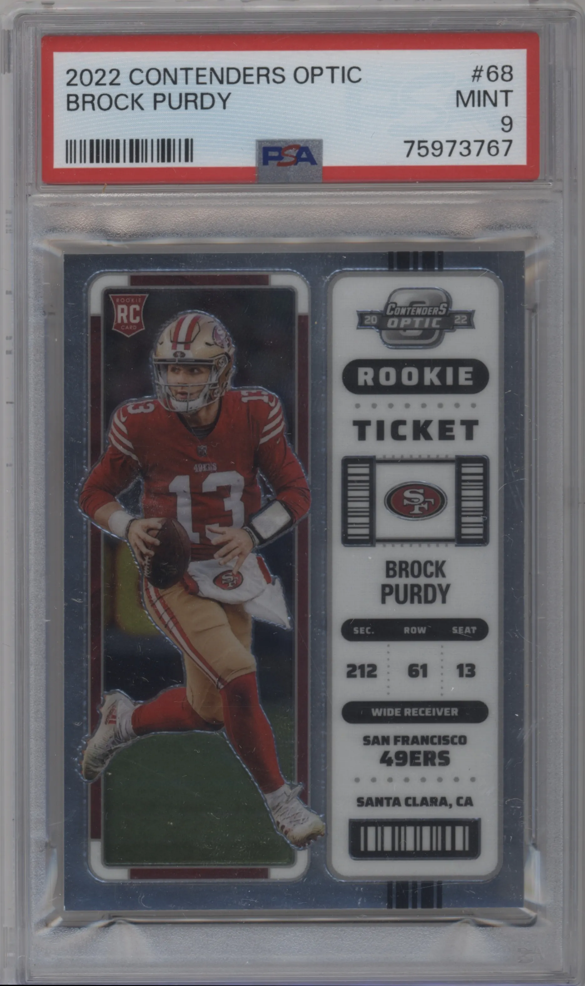2022 Panini Contenders Optic Brock Purdy #68 PSA 9