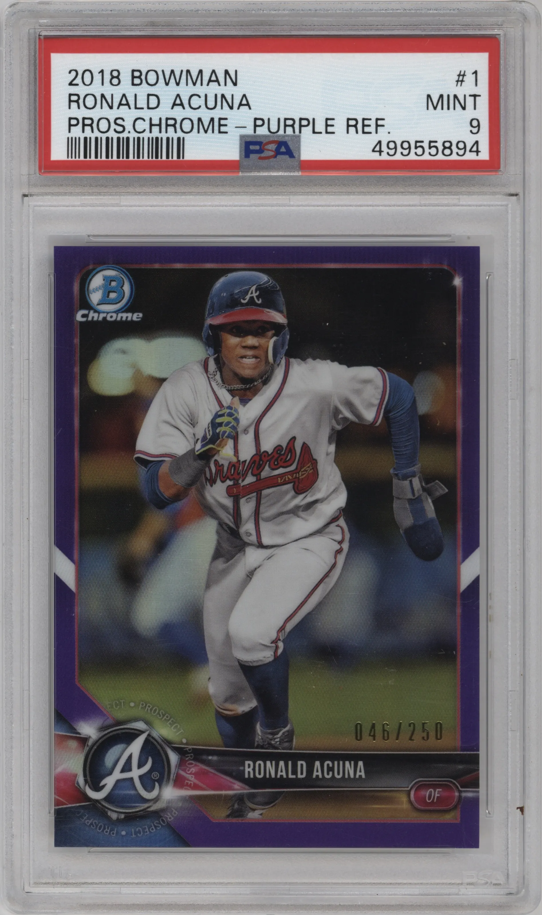 2018 Bowman Chr.Pros. Ronald Acuna Purple Refractor #BCP1 PSA 9