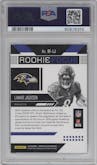 Lamar Jackson from the 2018 Panini Unparalleled set graded by PSA and given an overall grade of 10.