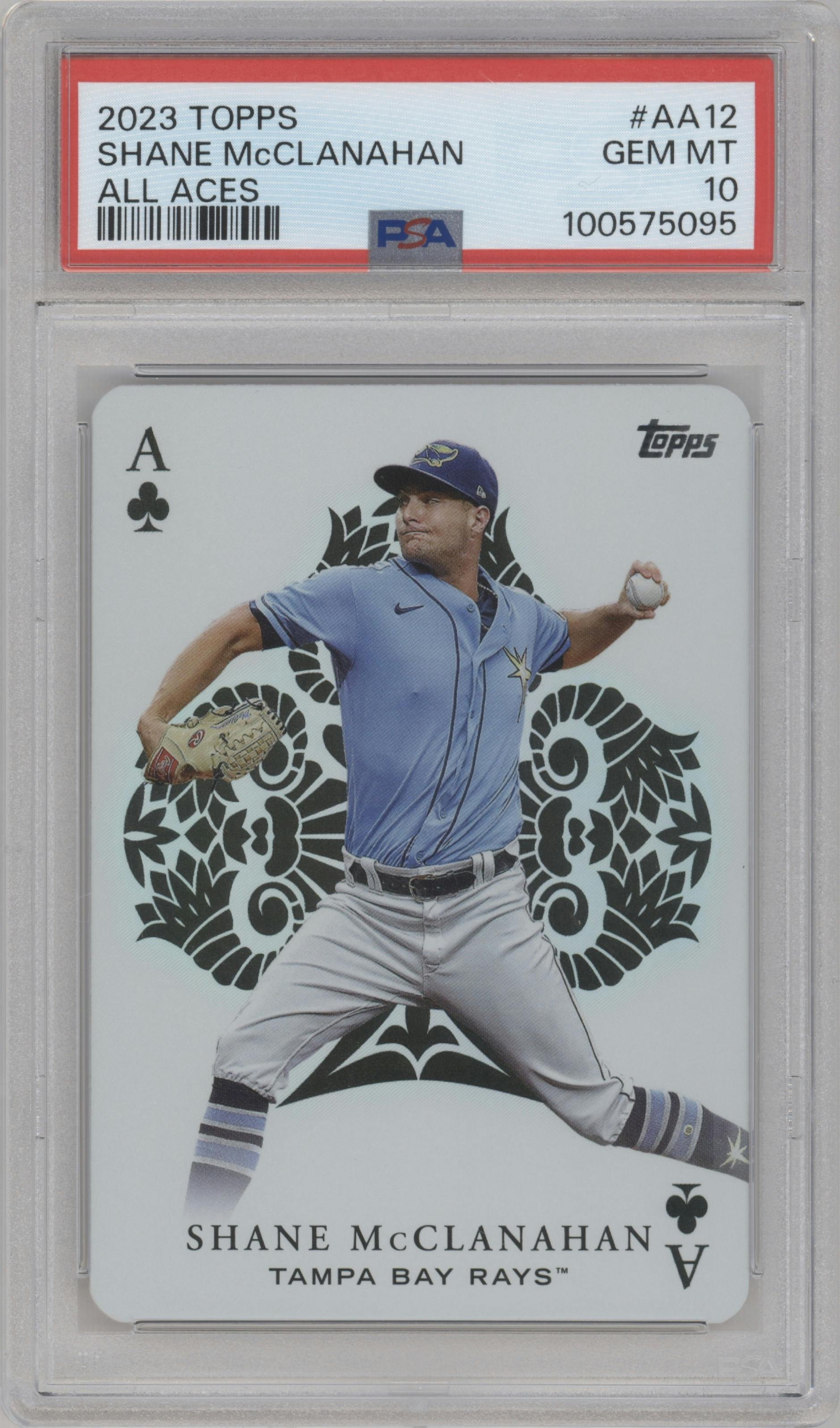 Shane McClanahan from the 2023 Topps set graded by PSA and given an overall grade of 10.