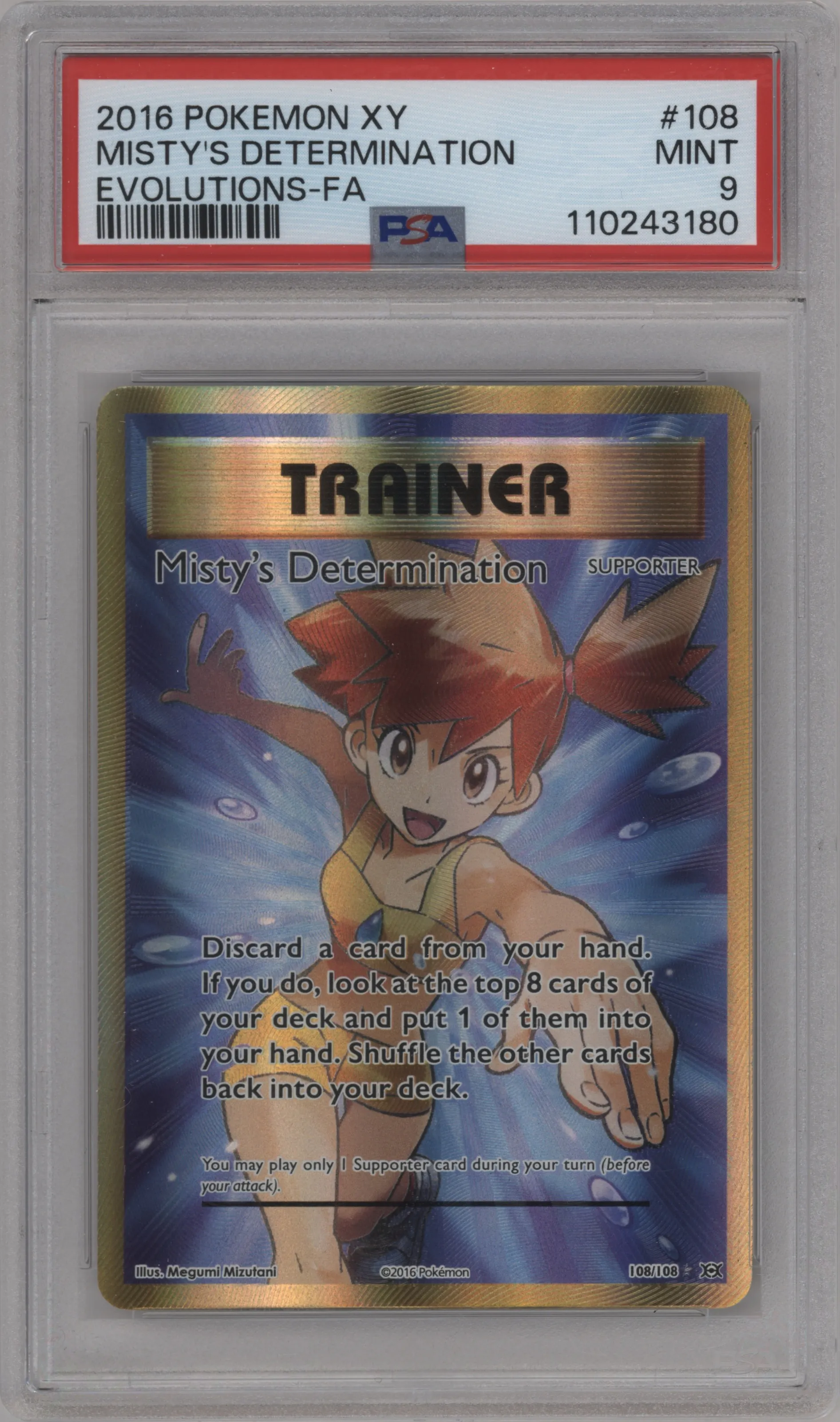 2016 Pokemon XY Evolutions Misty's Determination PSA 9