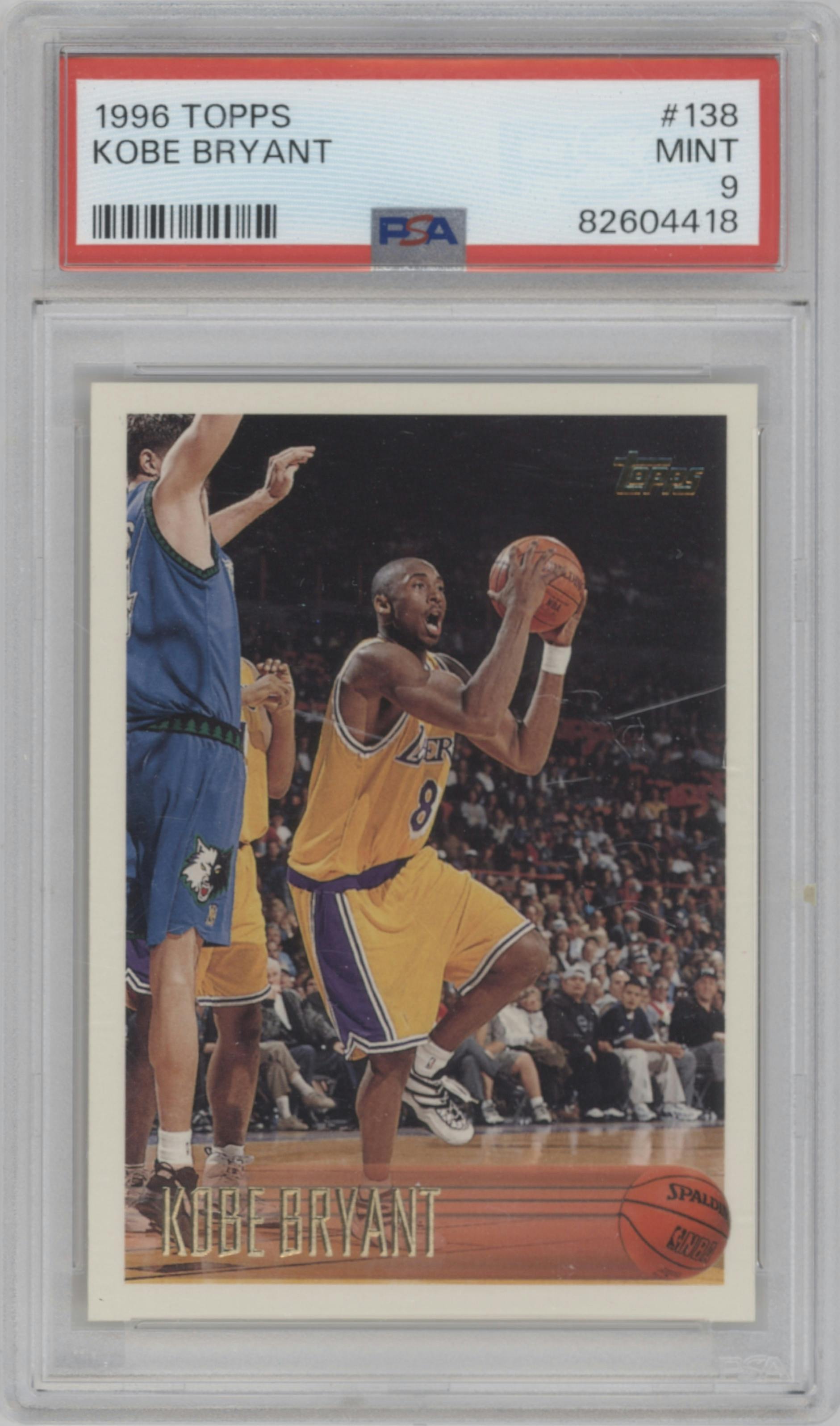 Kobe Bryant  from the 1996-97 Topps set graded by PSA and given an overall grade of 9.