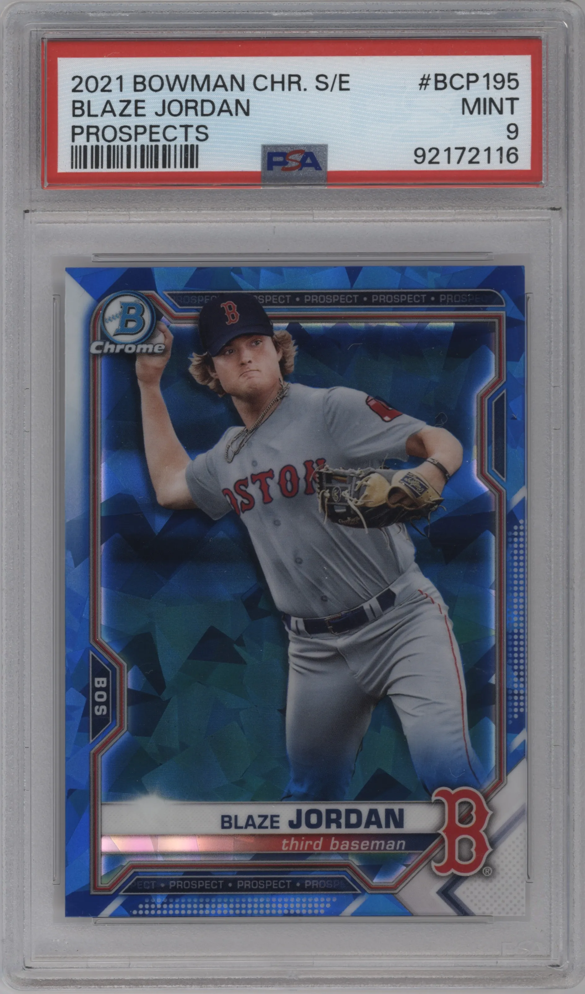 2021 Bowman Chrome Sapphire Chr.Pros. Blaze Jordan #BCP-195 PSA 9