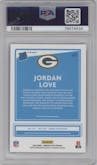 Jordan Love from the 2020 Panini Donruss Optic set featuring a Blue Scope parallel graded by PSA and given an overall grade of 10.