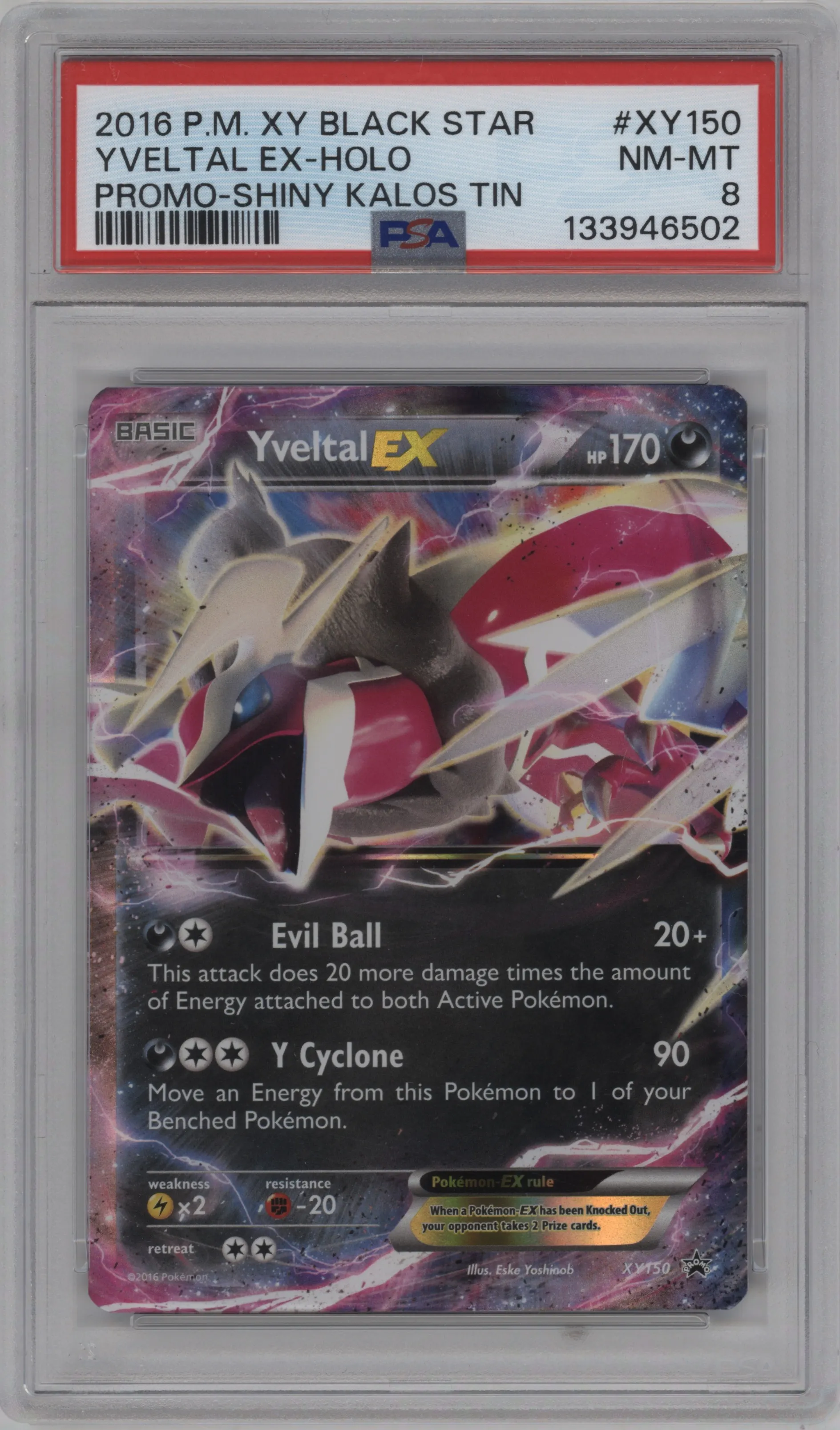 2016 Pokemon XY Yveltal EX Shiny Kalos Tins PSA 8