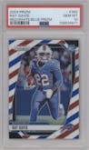 Ray Davis from the 2024 Panini Prizm set featuring a Red White Blue Prizm parallel graded by PSA and given an overall grade of 10.