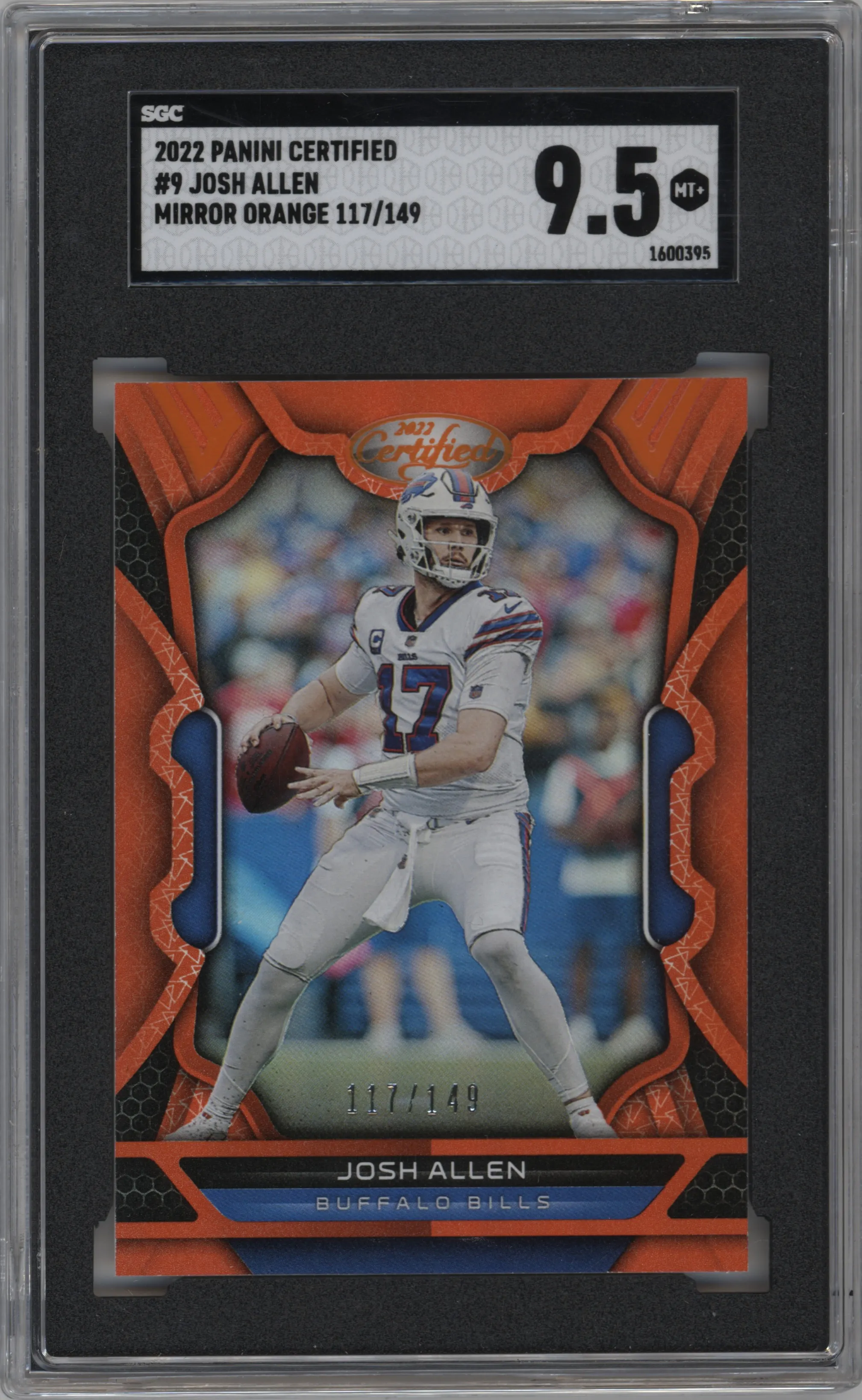 2022 Panini Certified Josh Allen Mirror Orange #9 SGC 9.5