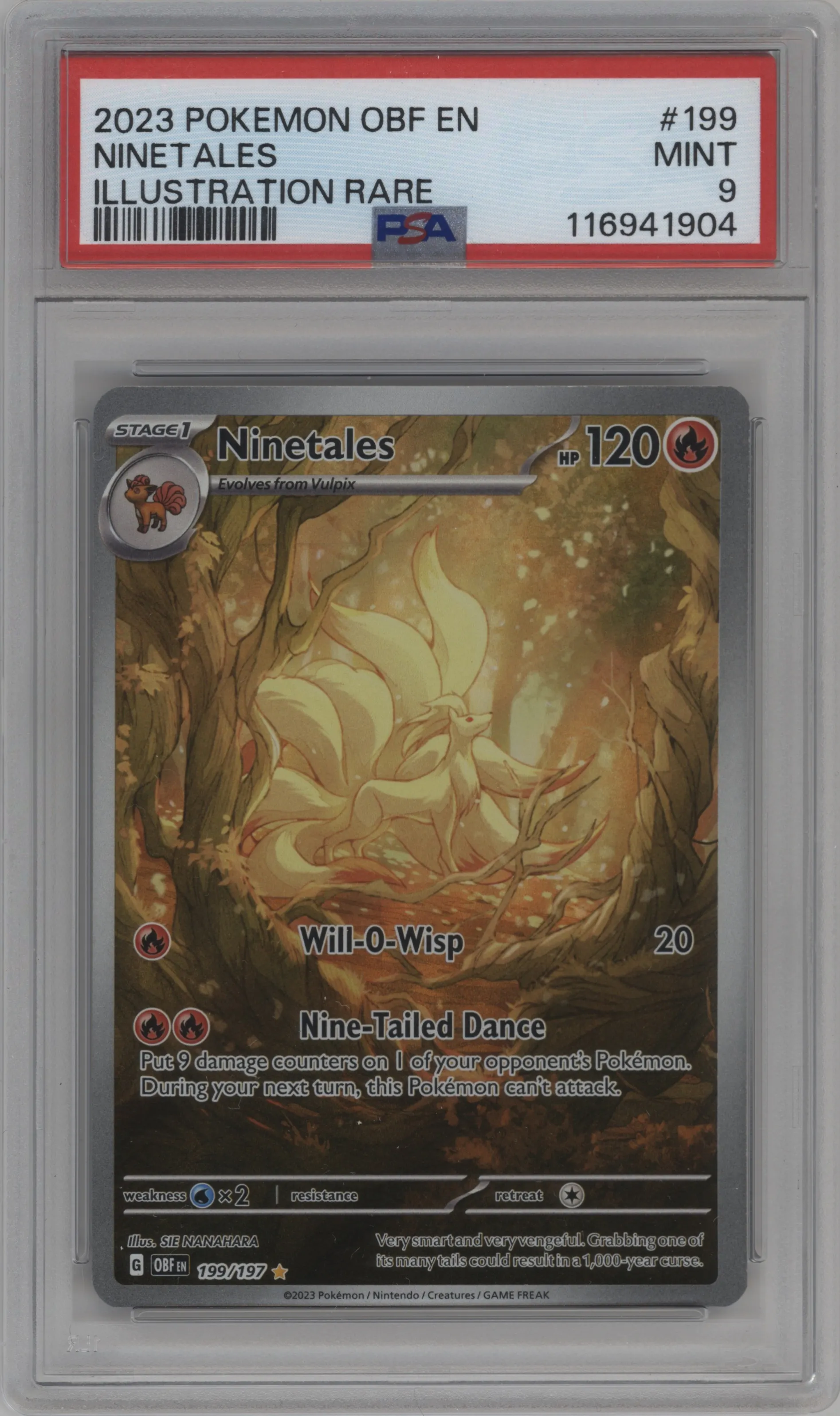 2023 Pokemon SV Obsidian Flame Ninetales #199 PSA 9