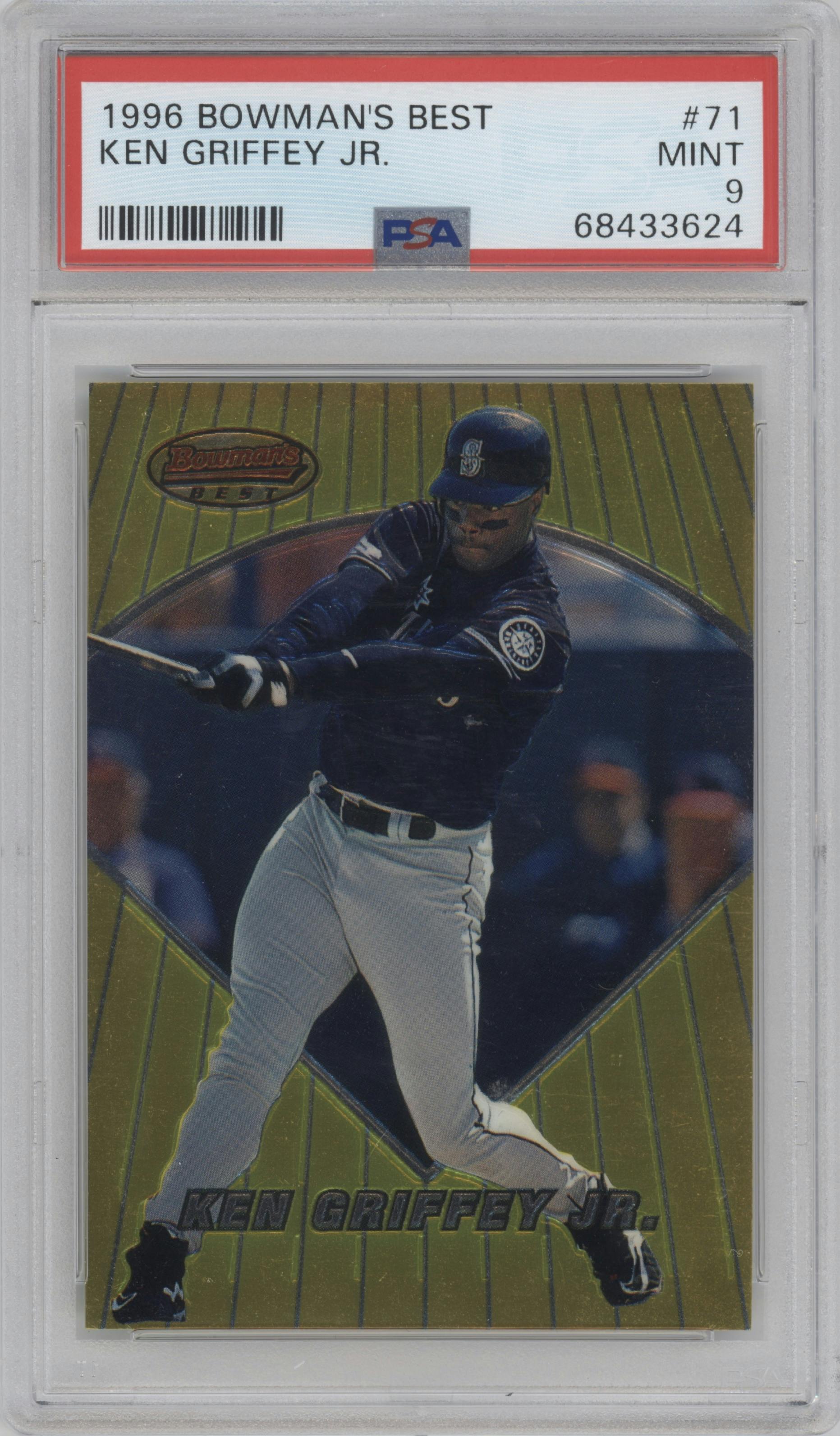 Ken Griffey Jr. from the 1996 Bowman's Best set graded by PSA and given an overall grade of 9.