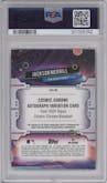 Jackson Merrill from the 2024 Topps Cosmic Chrome set featuring a Gold Interstellar Refractor parallel graded by PSA and given an overall grade of 10.