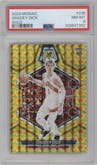 Gradey Dick from the 2023-24 Panini Mosaic set featuring a Gold Mosaic parallel graded by PSA and given an overall grade of 8.