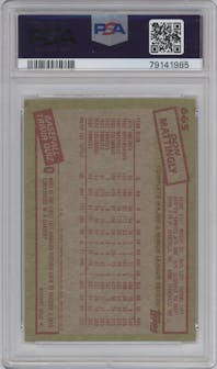 Don Mattingly from the 1985 Topps set graded by PSA and given an overall grade of 9.