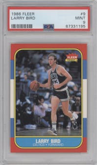 Larry Bird from the 1986-87 Fleer set graded by PSA and given an overall grade of 9.
