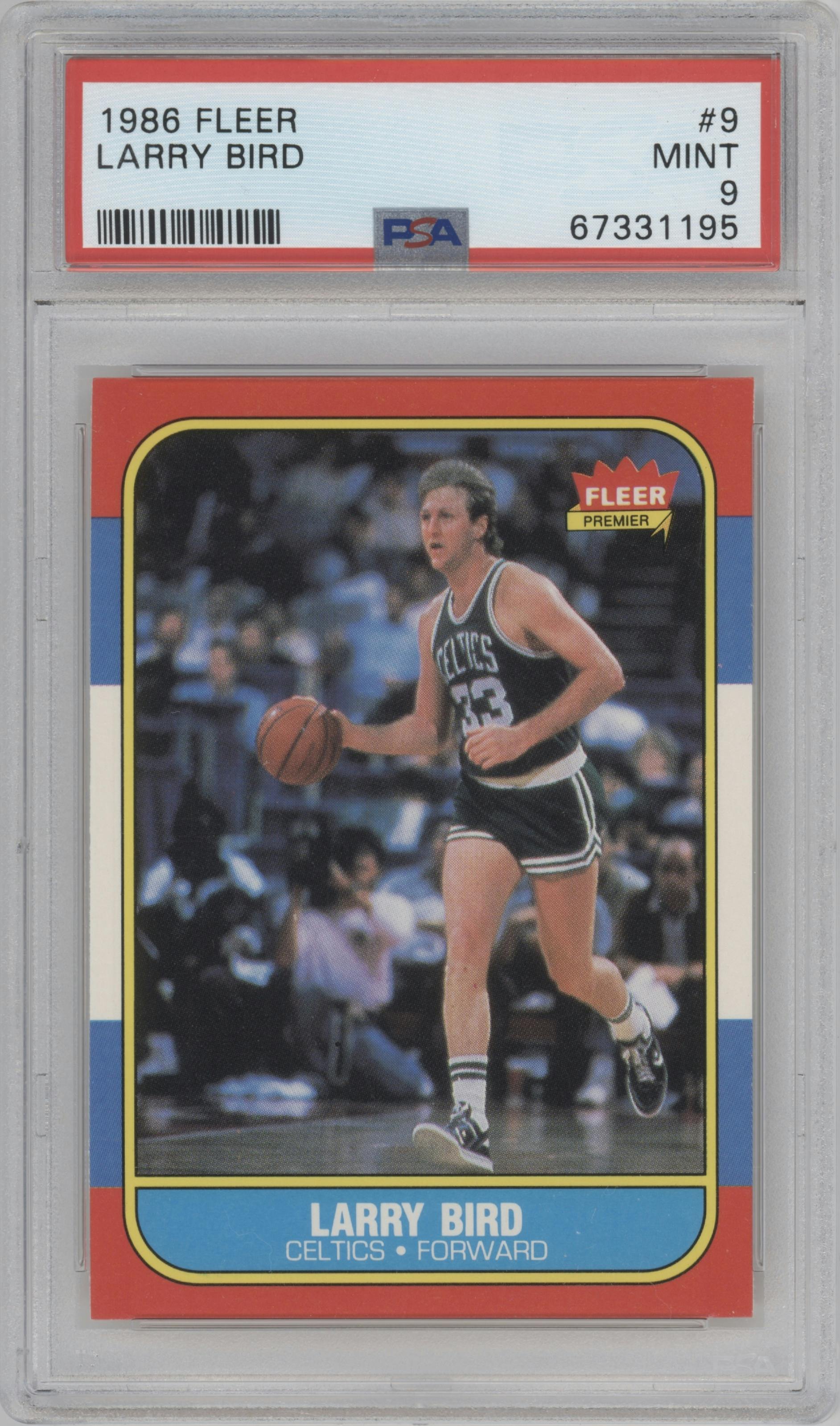 Larry Bird from the 1986-87 Fleer set graded by PSA and given an overall grade of 9.